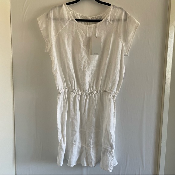 Joie White Linen Short Sleeve Mini Dress Size M